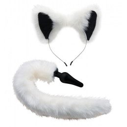 White Fox Set mit Schwanz und Ohren