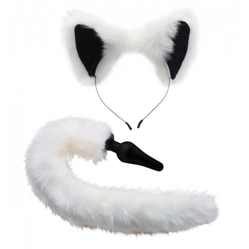 White Fox Set mit Schwanz und Ohren
