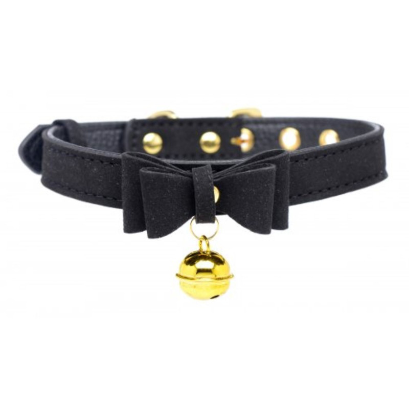 Golden Kitty Halsband mit Katzenglocke - Schwarz/Gold