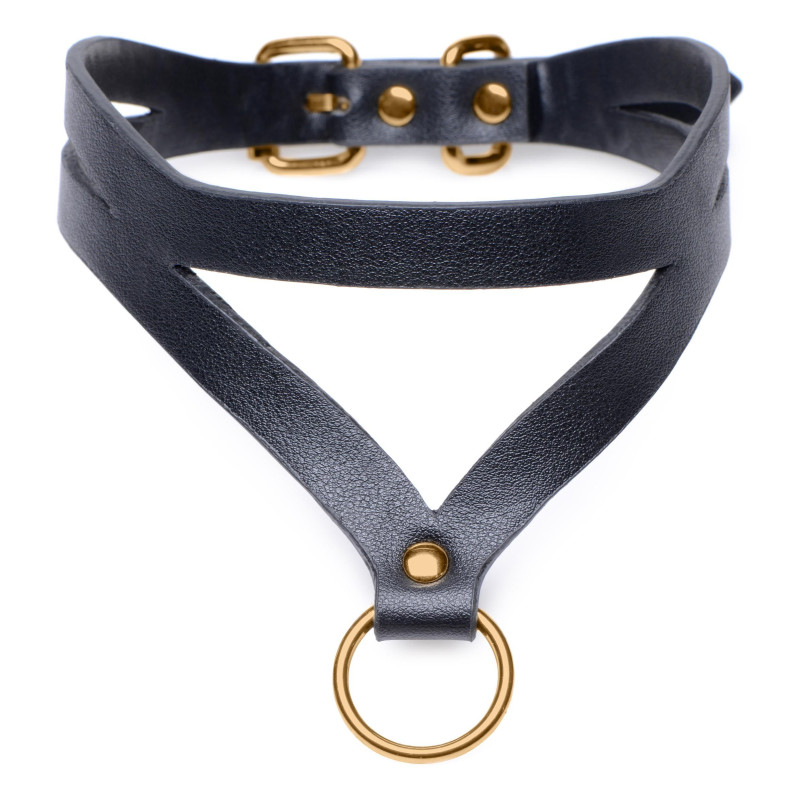 Bondage Baddie Halsband mit O-Ring - Schwarz/Gold