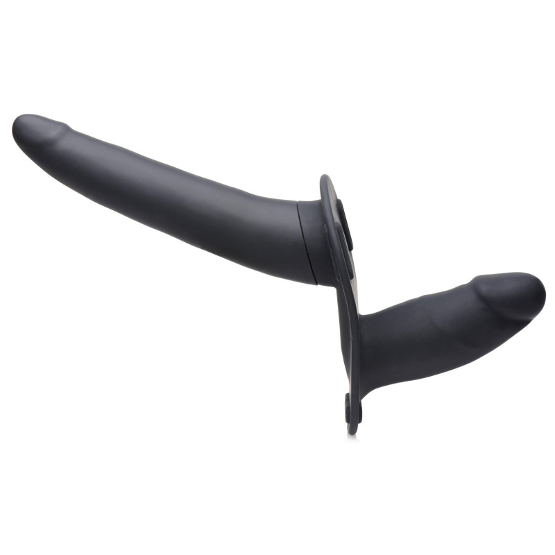 Power Pegger Doppelter Strap-On Vibrator - Schwarz