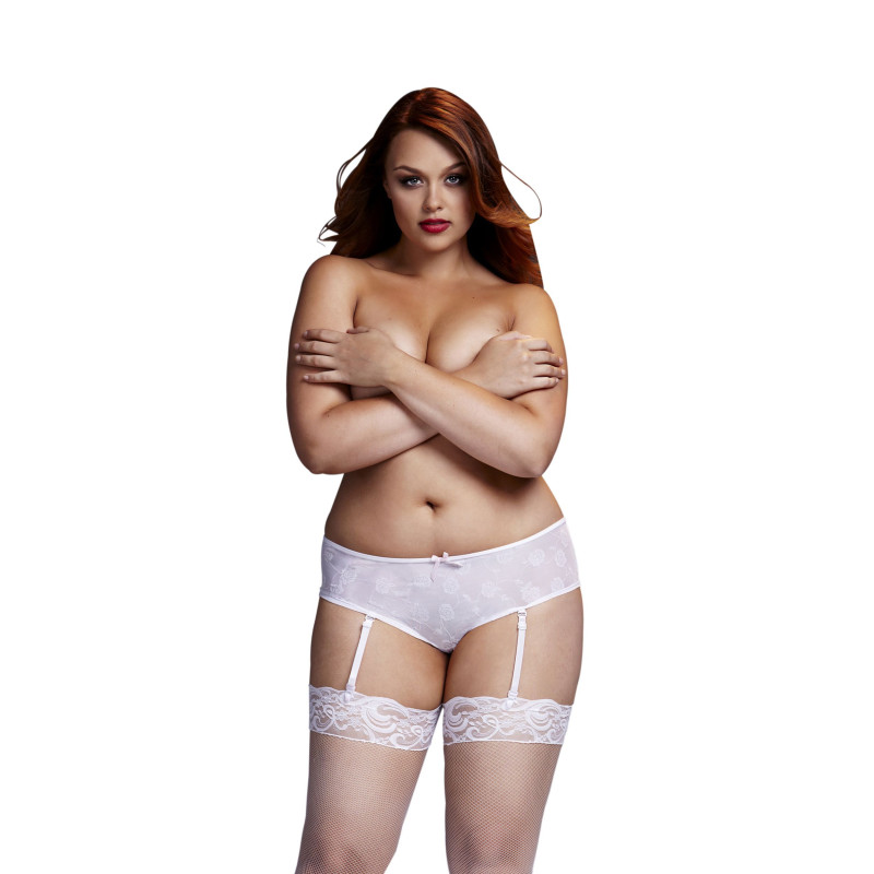 Baci Lingerie – ROSE Open Crotch Boyshort Panty – Weiß XL