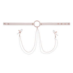 Sportsheets – S&M Peaches ‘n CreaMe Halsband mit Brustwarzenklemmen – Cream