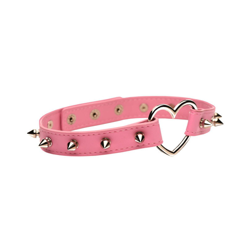 XR Brands - Spiked Heart Choker - Rosa